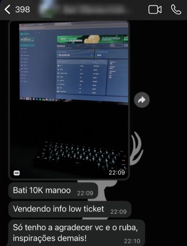 Depoimento: “Bati 10K. Vendendo info low ticket.”